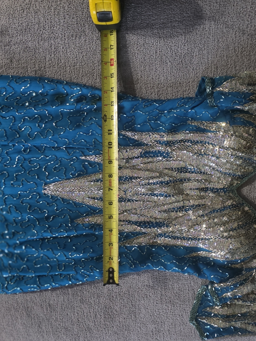 Vintage Alyce Designs 100% Silk Heavily Beaded Teal Gown Size 10 - Picture 5 of 5